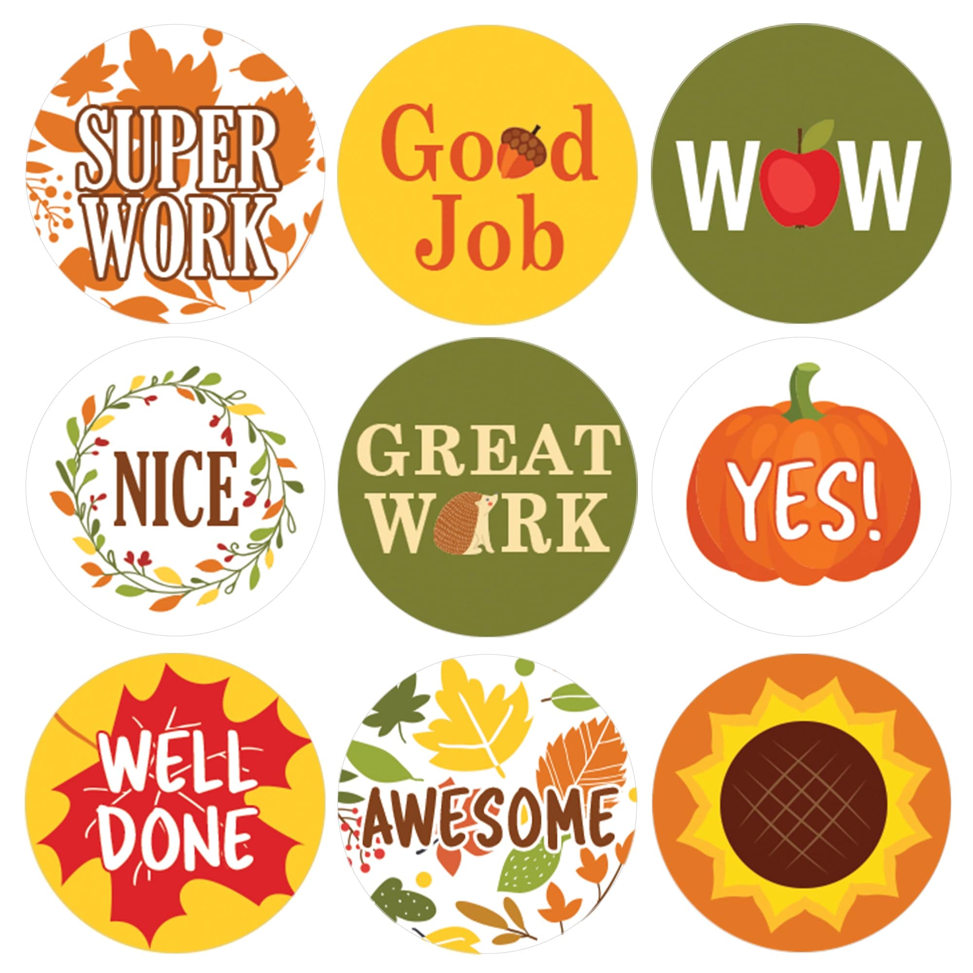 Fall Theme Motivational Reward Stickers for Students (1,080 Stickers)